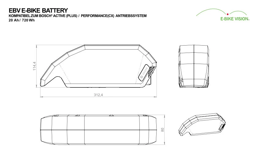 E-Bike Vision - EBV E-Bike Battery, Compatible To Bosch Active (Plus) / Performance (CX) 36 V Downtu 6 E-Bike Vision - EBV E-Bike Battery, Compatible To Bosch Active (Plus) / Performance (CX) 36 V Downtu – Bild 6